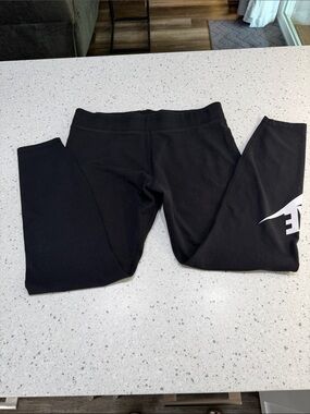 Nike Black Leggings with White Swoosh Accent